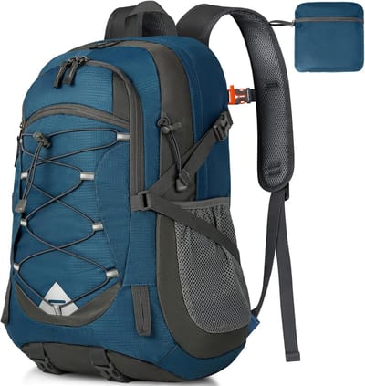 Wandelrugzak - Outdoor tas - Avontuurlijke reizen - Opvouwbaar en waterdicht - 40 liter - Zwart/Blauw