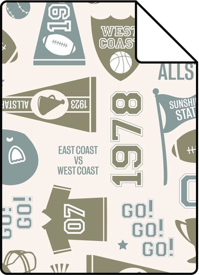 Proefstaal ESTAhome behang sportthema groen en blauw - 26.5 x 21 cm - 131943-S