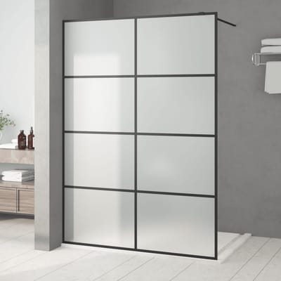 vidaXL - Inloopdouchewand - 140x195 - cm - mat - ESG-glas - zwart