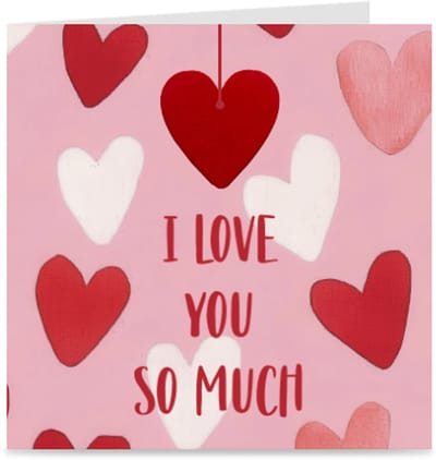 I LOVE YOU SO MUCH | wenskaart met rood houten hartje / kaart met envelop