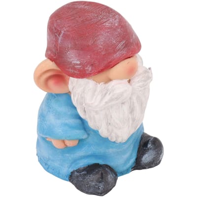 Nain de jardin Résine Structure Fond stable Style rétro Figurine de gnome pour Décorations de patio porche Tête plate Bleu brown