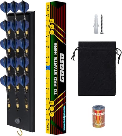 Darthouder Set - Dart Caddy - Darts Organiseren - Inclusief Puntenslijper - Voor 15 Darts - Houtkleur