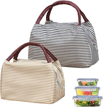 Dailygoods- Thermotas Klein - Geïsoleerde Lunchtas - Opvouwbare Koeltas - Draagbaar - 2 Stuks - Scheurbestendig Oxford-stof - 23x17x13 cm