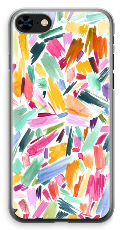 Case Company® - Hoesje geschikt voor iPhone 8 hoesje - Watercolor Brushstrokes - Soft Cover Telefoonhoesje - Bescherming aan alle Kanten en Schermrand