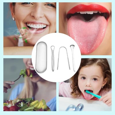 Tongschraper Set - Mondhygiëne Hulpmiddel - Frisse Adem - Roestvrij Staal - Compact Ontwerp - Zilverkleurig