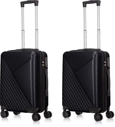 Ibiza Reiskofferset 2-delig - Handbagage - 2 x 39 liter - Zwart - Met Ingebouwd TSA Slot - Voor Vliegtuig en Vakanties