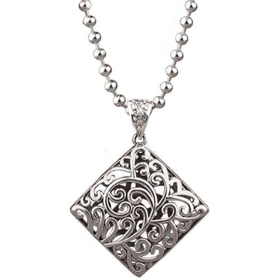 Retro Zilveren Hanger Ketting Vierzijdige Rijkdom Dames Lange Truiketting In Nationale Stijl gray