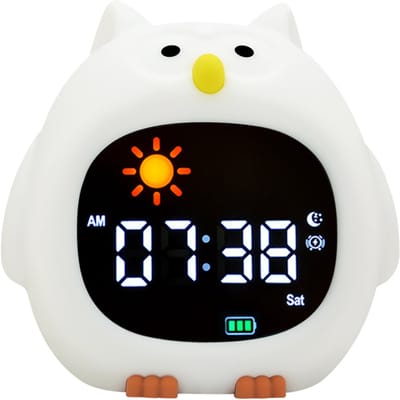 Kinderwekker Uil met Nachtlampje – Digitale Wekker Kind – Slaaptrainer Kinderwekker – LED Klok met Kleurenlicht – Oplaadbare Wekker Kinderkamer – Alarmklok voor Peuter en Kind