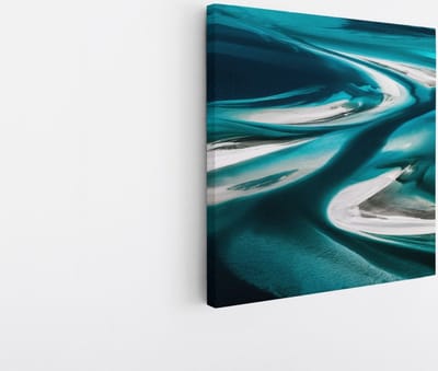 Saammp Canvas Schilderij - Turqoise - Landschap - Abstract - 20x20 - Foto op canvas - Wanddecoratie - Muurdecoratie Woonkamer - Slaapkamer decoratie - Canvas Print