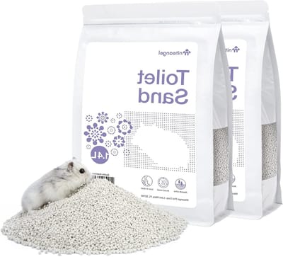 Training Litter Potty Zand voor Hamsters, Gerbils, Muizen en Kleine Huisdieren - Ideaal voor Zandbaden en Hygiëne (1.4 L x 2 - Paarse Label)