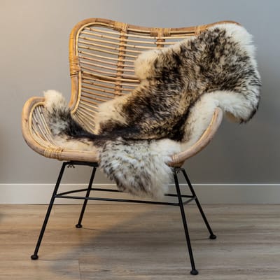 WOOOL Schapenvacht - Classic Wit Zwart Moeflon XXL (125x70cm) 100% Natuurlijk & Echt - Vloerkleed - ECO+
