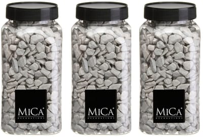 Mica Decorations decoratie steentjes - 3x - grijs - 1 kilo - 650ml - hobby steentjes