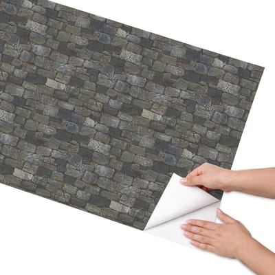 Coloray Meubel Wrap Folie - Grijs Meubelfolie - 65x130 cm - Decoratiefolie Zelfklevend Stenen muur - Meubelfolie Zelfklevend - Industrieel / Loft Meubelfolie - Wrapfolie Keuken - Wanddecoratie - Texturen