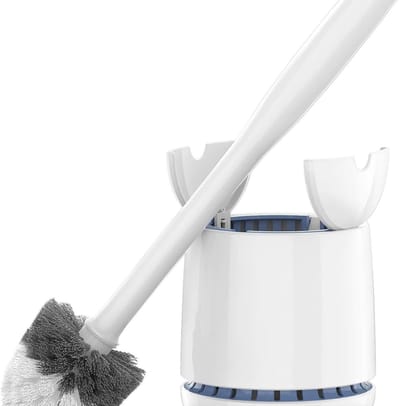 Famanu – Toiletborstel en houder met sneldrogende container en stevige handgreep, wit