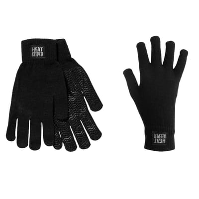 Heatkeeper - Gebreide handschoenen heren - Zwart - S/M - 2-Paar - Winter handschoenen