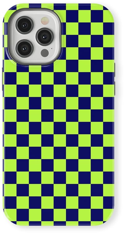Design Hoesje geschikt voor iPhone 12 Pro | Geschikt Voor Mag | Tiny Squares Checkered Print | Backcover geschikt voor iPhone 12 Pro Acid Grid