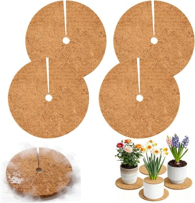 4 Stuks Kokosmat voor Planten, Bescherming tegen Vorst en Kou, Ideaal voor Bloempotten en Palmpotten, Vochtbestendig en Duurzaam