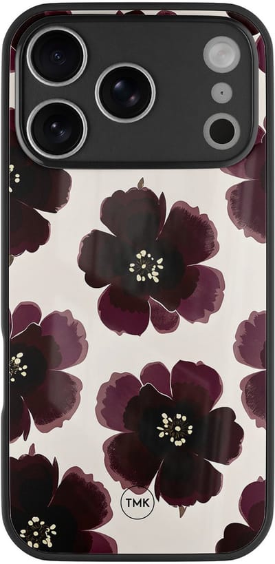 Hoesje geschikt voor Apple iPhone 17 Pro Max - Burgundy flowers - Multi - TPU luxe case (glossy toplaag) - - Hardcase backcover zwart