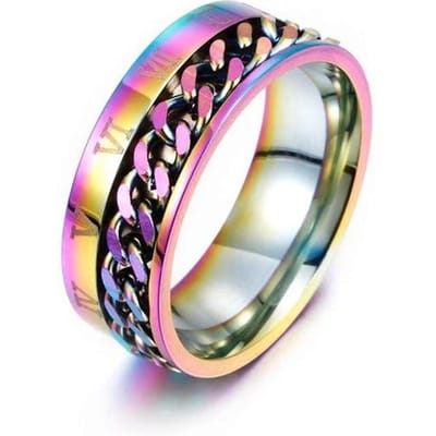 Doigt Fidget Spinner chaîne en acier inoxydable anneau rotatif hommes classique Rome numérique puissance sens cadeau 10 multicolore