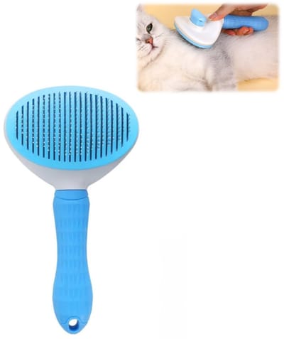 1 x kam - Verzorgingskam voor huisdieren - Geschikt voor katten en honden - Zachte massagekam - Verwijdert moeiteloos overtollig haar - Dagelijkse verzorging - Accessoires voor huisdieren - Blauw