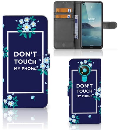 Nokia 3.4 Portemonnee Hoesje Flowers Blue DTMP