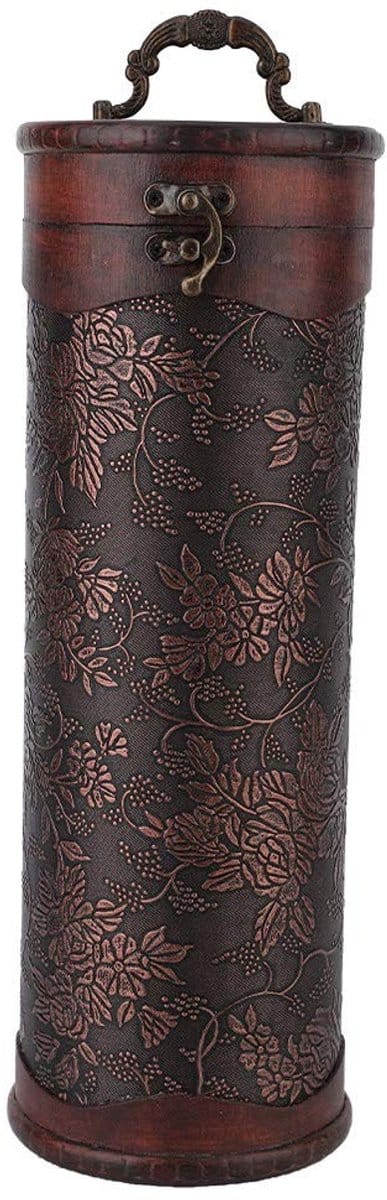 Dailygoods- Wijnkist Elegante Europese Stijl - Houten Opbergdoos - Voor Enkele Fles - Decoratief Ornament - 34x11,5x11cm - Wijnopbergdoos