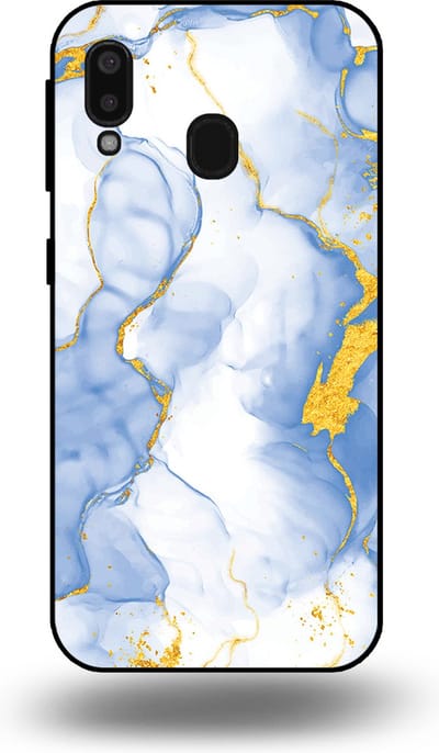 Smartphonica Telefoonhoesje Geschikt voor Samsung Galaxy A20E met Lichtblauw Goud Marmer Opdruk - TPU Backcover Case Lightblue Gold Marble Design geschikt voor Samsung Galaxy A20e