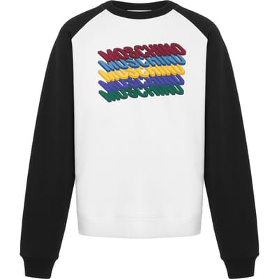Moschino White And Black Sweatshirt With Print White Size: XS | Sweaters Outlet | Heren | Zwart