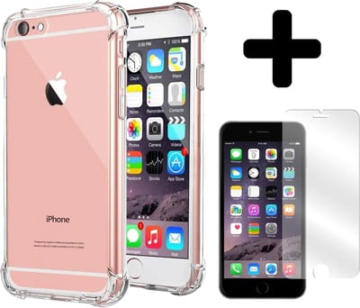 Hoesje Geschikt voor iPhone 6 Hoesje Siliconen Shock Proof Case Hoes - Hoes Geschikt voor iPhone 6 Hoes Cover Case Shockproof - Transparant