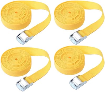 Spanbanden Set - Lading Zekeren - Vervoer Vracht - Zinklegering Gesp - 4m x 25mm - Geel