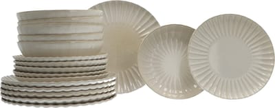 Servies 6 persoons 18-delig Vlora Stoneware Aardwerk - Creme