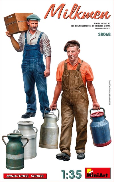 MiniArt Modelbouwpakket Militaire voertuigen - 38068 Melk Mannen - 2 Figuren en Melkvaten Plastic - 1:35 - Modelbouw