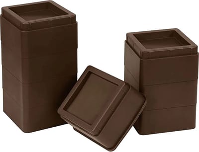 Bedverhogers Bruin- bedklossen - meubelverhogers - stoelverhogers per 8. Stapelbaar tussen 5, 10, 15 en 20 cm. Max. 1000 kg belasting