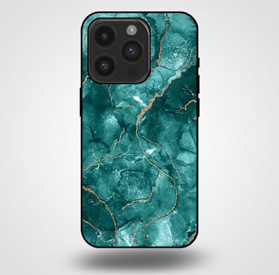 Smartphonica Telefoonhoesje voor iPhone 14 Pro met marmer opdruk - TPU backcover case marble design - Goud Groen geschikt voor iPhone 14 Pro