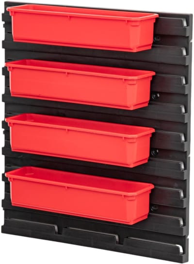 Toolbrothers RHINO Containerset Nr. 4 Werkplaatswand met 4 containers voor L Organiser hoogte M+ / L en L Lade 3
