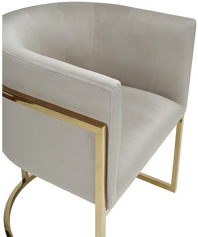 Vente-unique Set van 2 stoelen met armleuningen PERIA - Fluweel en roestvrij staal - Beige & goudkleurig - van Pascal Morabito