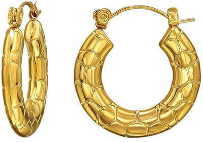 Joy Ibiza - slang patroon oorbellen - 24 mm oorringen - Franse sluiting - chirurgisch staal - 5 x 24 mm - ear party boho - bohemian style - ip/pvd gold plated