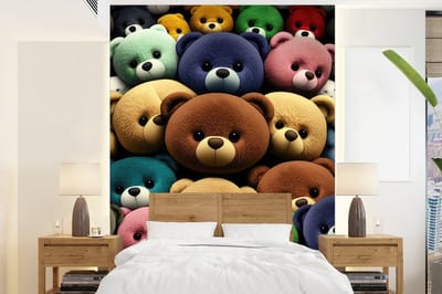 Behang - Fotobehang Knuffelbeer - Teddy - Design - Kids - Breedte 165 cm x hoogte 220 cm