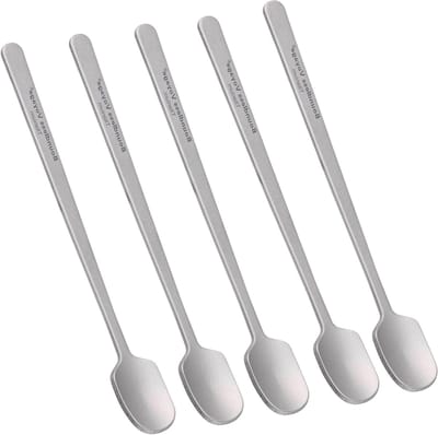 Titanium Espresso Lepels Set van 5, Ultralichte Roestvrije Mini Lepels voor Koffie, Thee en Cacao, Vaatwasmachinebestendig, 13 cm