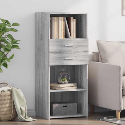 vidaXL - Hoge - kast - 50x42,5x124 - cm - bewerkt - hout - grijs - sonoma - eikenkleurig
