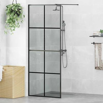 vidaXL - Inloopdouchewand - Zwart - 80 - x - 195 - cm - gehard - glas