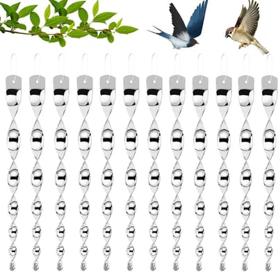 Set van 12 Reflecterende Windspiralen als Vogelafschrikmiddel voor Tuin en Balkon Decoratie, Effectieve Vogelbestrijding en Pigeon Scarecrow