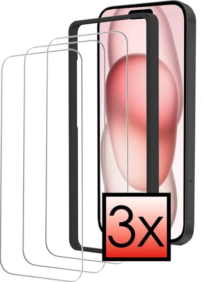 Screenprotector - 3 stuks - Geschikt voor Apple iPhone 15 - Met Installatie Frame - Beschermglas - Gehard Glas - Tempered Glass - Screen Protector - Inclusief Montage Kit
