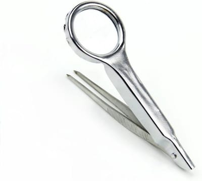 Precisie Pincet - Loep Pincet - Nauwkeurig Werk - Geïntegreerde Vergroting - 70 mm - Zilver