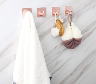 *** 5 Zelfklevende Handdoekhaakjes - set van 5 - Roze kleurig - Voor Badkamer of Keuken - Handdoekhaakjes Zelfklevend van Heble® ***