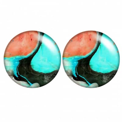 Clip oorbellen oranje blauw zwart 2 cm