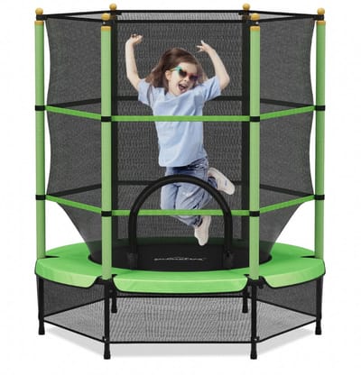 Homelux kindertrampoline - Met veiligheidsnet - 140CM - Stevig EU gecertificeerd - 100KG belastbaar - Groen