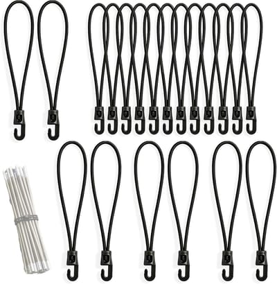 Multifunctionele rubberen spanbanden met haken, 10 cm, 20 stuks, ideaal voor dekzeilen, tenten en buitenbevestiging