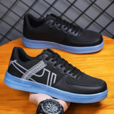 Heren- en Dames Zelfde Stijl Sportschoenen Leer Dikke zool Koppel Schoenen Ronde Neus Verhoogde Board Schoenen Nieuwe Kleurcombinatie Casual Schoenen 45 black
