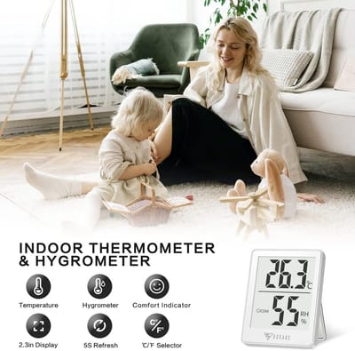 3 Stuks Digitale Thermo-Hygrometer voor Binnen met Smiley-Indicator